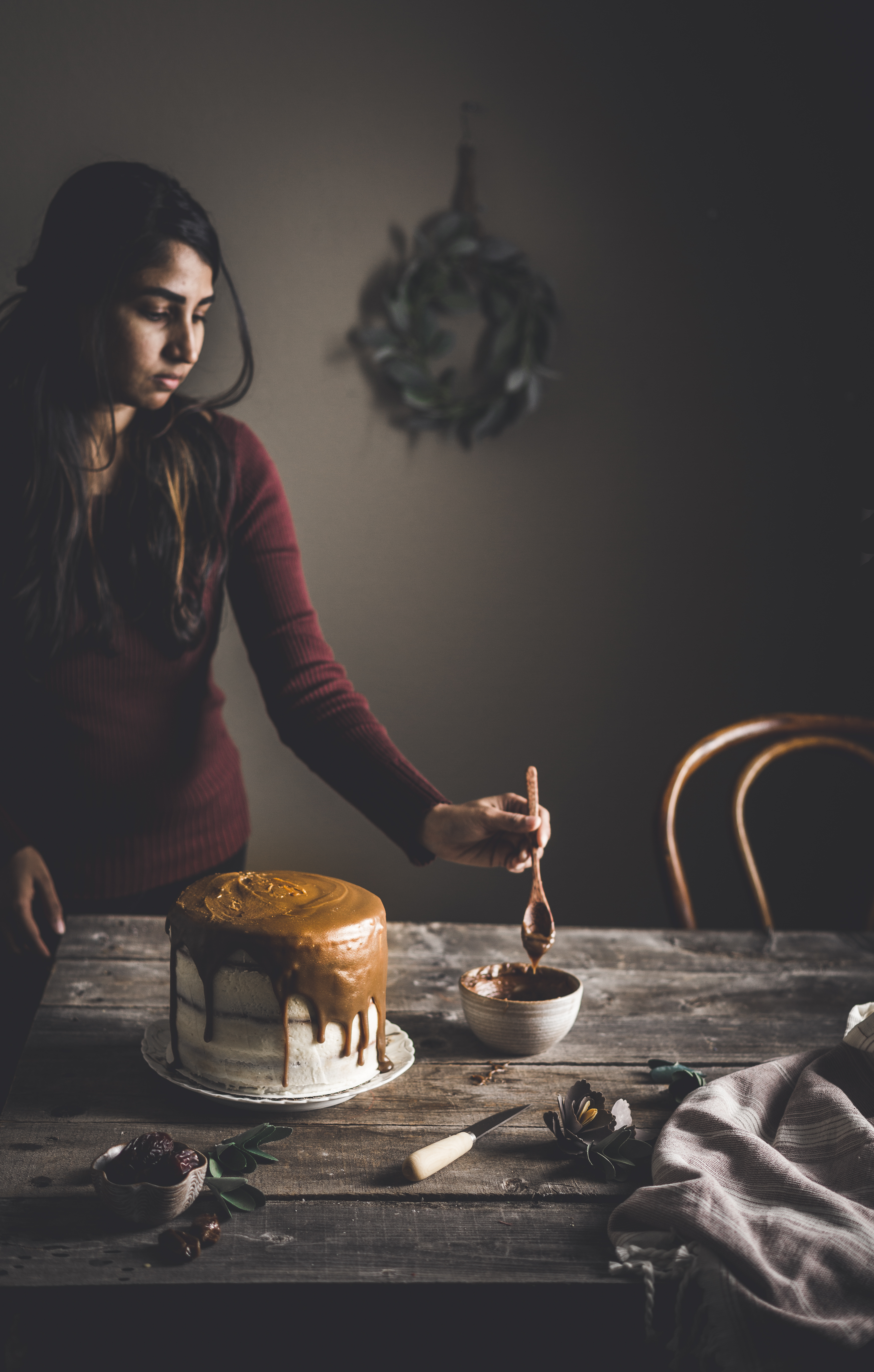 Sticky Date Pudding Cake with Cream Cheese Frosting and Toffee Sauce